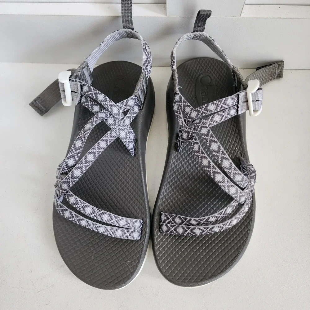 **Chaco Z/1 Ecotread Sandals Diamond Gray Strappy Hiking Shoes Kids 4 Womens 6